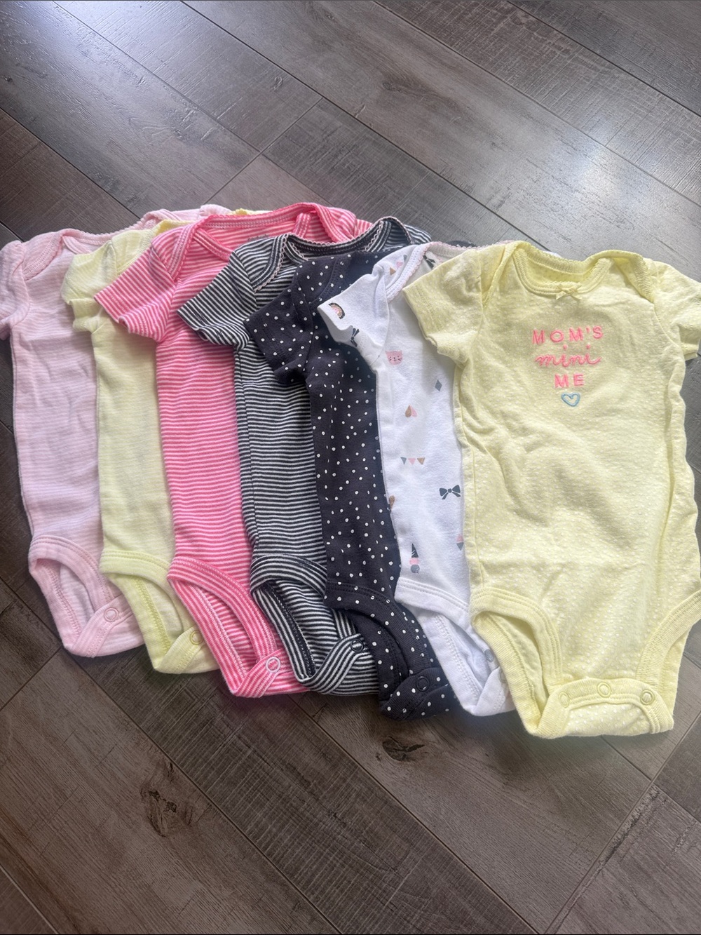 Baby Girls Short Sleeve One-Piece Bodysuit Pack - Yellow, Pink, Black, White